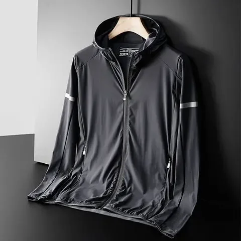 2024 New Fashion Summer Men Ice Silk  L-5xl Jacket Thin Fishing Outcoat Sun-Proof Jackets Male Sunscreen Outwear W179