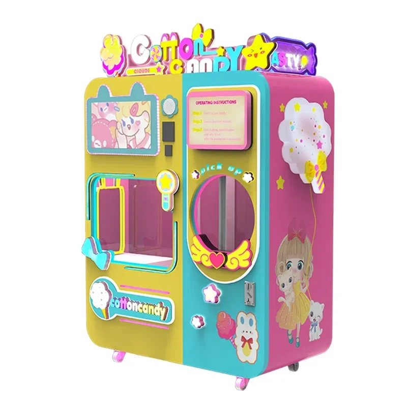 

New design Cotton Candy Machine with sugar Selling Automatic Cotton Vending Machine Cotton Candy