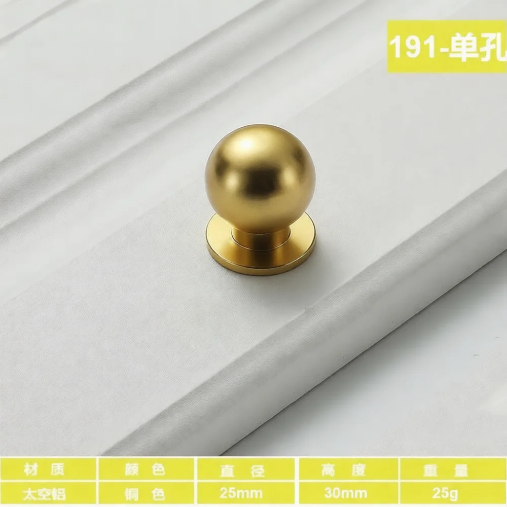 Minimalist Round Handle Gold Silver Aluminum Alloy Cabinet Knob For Euro Drawer Wardrobe Cupboard Modern Furniture Pull