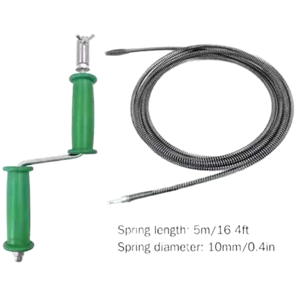 Stainless Steel Drain Snake for Toilet Sink Kitchen Pipes 5M 15M Hand Crank Spring Pipe Cleaner with Flexible Spring