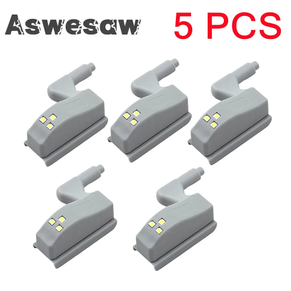 5 Pcs LED lamp Cabinet Hinge Light Kitchen Bedroom Living Room Cupboard Wardrobe Inner Loop Drawer Sensor Night Light