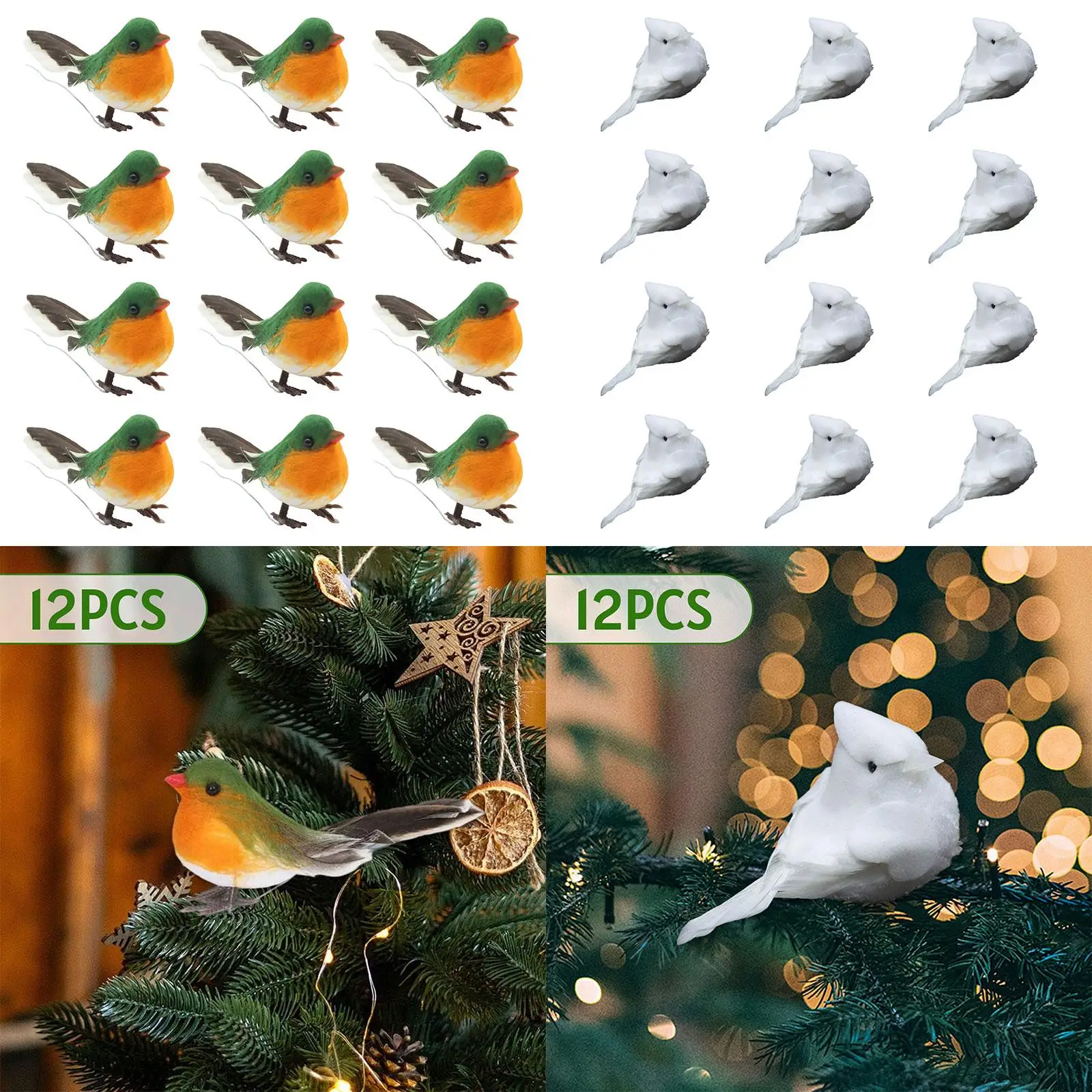 12Pcs Artificial Birds Simulation Bird Models Photography Props