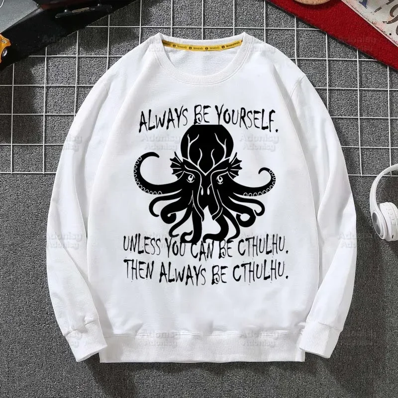 Cthulu And Lovecraft Ew People Men Woman Fashion White color Autumn Winter Hip Hop Hoody Male Brand Casual Tops