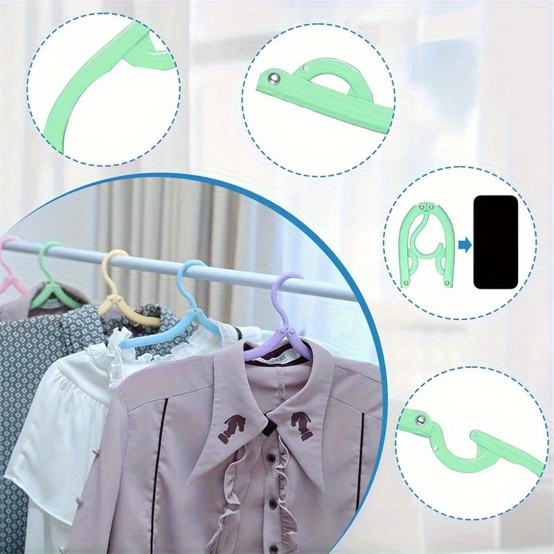 5-30 Stück Reise-Kleiderbügel, faltbar, tragbar, platzsparend, ultraleicht, zufällige Farbe, für Zuhause – Detail 4