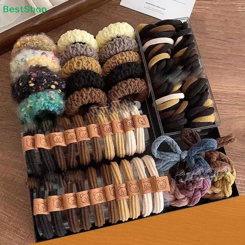 ☽ 86/156 Stück hochelastische Haargummis für Frauen, Haargummibänder für Mädchen, niedliche Bären-Haargummis, Haarbänder für Erwachsene, Haar-Accessoires