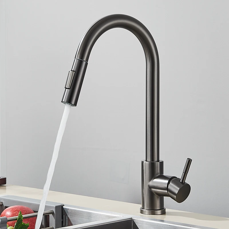 Kitchen Faucet Two Function Single Handle Pull Out Mixer  Hot and Cold Water Taps Deck Mounted
