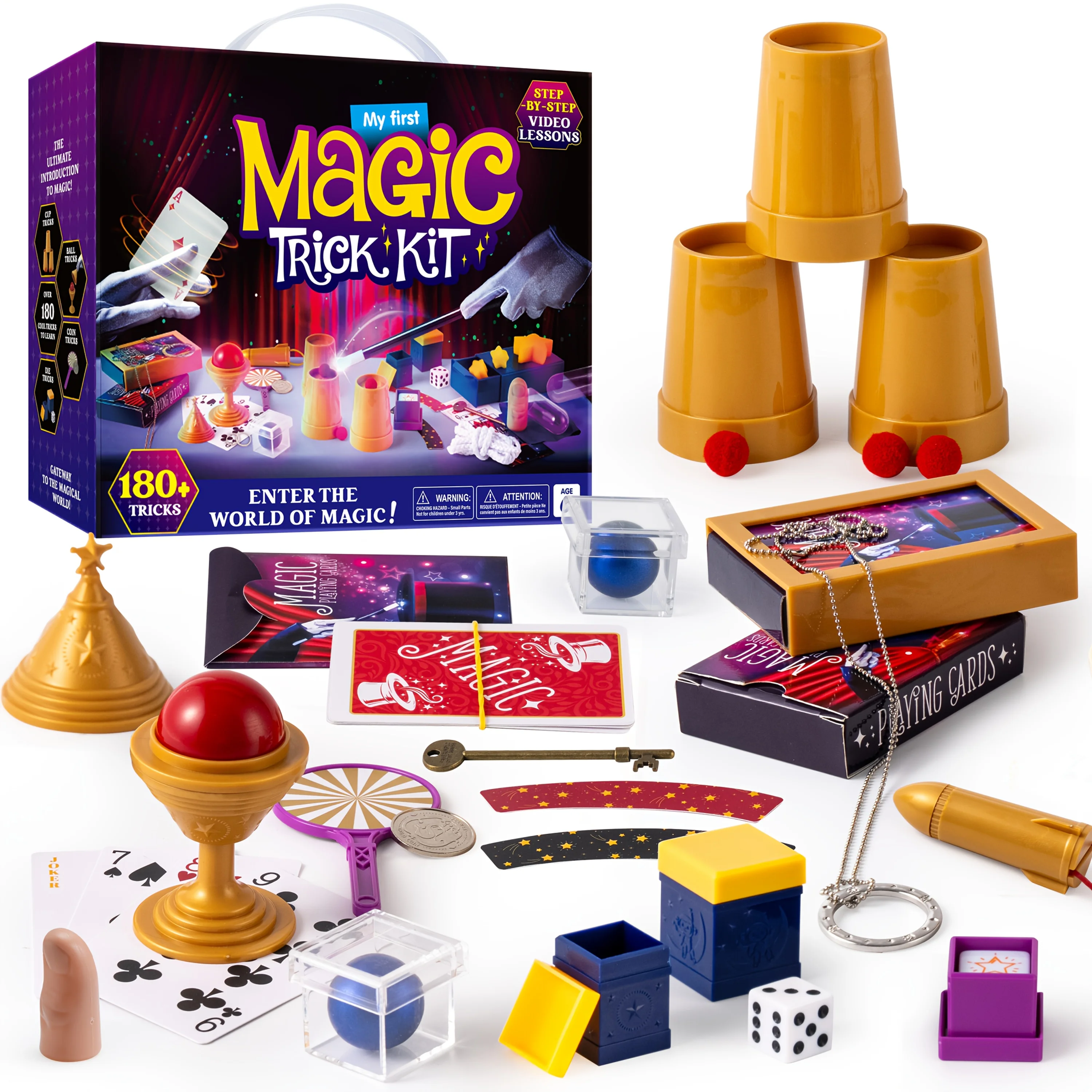 

180+ Magic Set toy for kids My First Magic Trick Kit Magician Toy with Step-by-Step Video Lessons Cool gifts for Kids Aged 6+