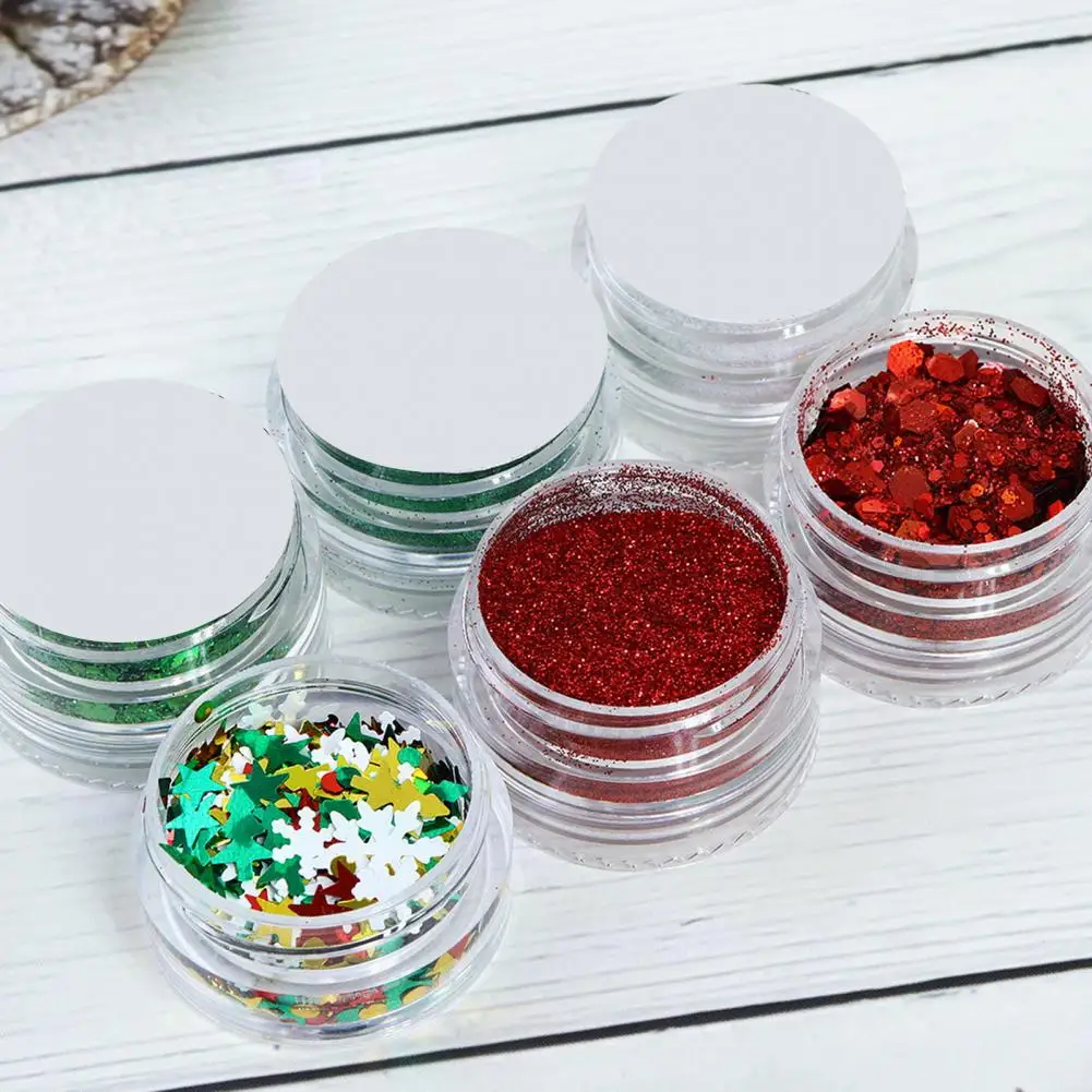 Nail Art Glitter Snowflake Nail Art Patches Festive Snowflake Glitter Set 6 Bottles of Christmas Nail Sequin Flash for Easy