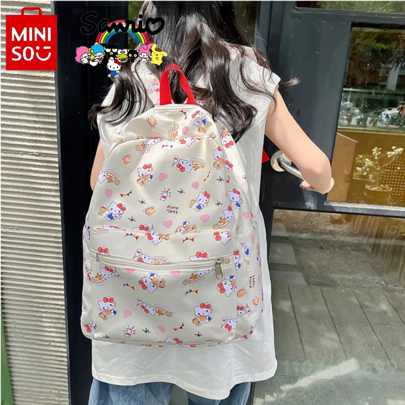 Miniso Hello Kitty Women's Backpack Fashion High Quality Waterproof Girl Backpack Cartoon Large Capacity Student Backpack