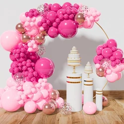 Pink Balloons Garland Pink Metal Rose Red Confetti Latex Ballon Arch Kit Gril Birthday Party Baby Shower Bride Shower Decoration