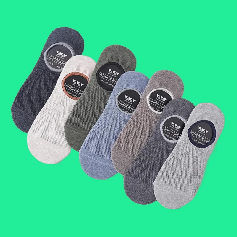 

5/10 Pairs Sock Solid Stripe Color Cotton High Quality Comfort Men's Breathable Socks Shallow Mouth Silicone Non-slip Boat Socks