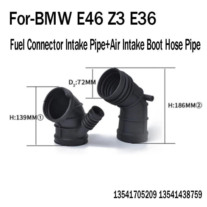 1Set/2Pcs Fuel Connector Intake Pipe+Air Intake Boot Hose Pipe 13541705209 13541438759 For-BMW E46 Z3 E36