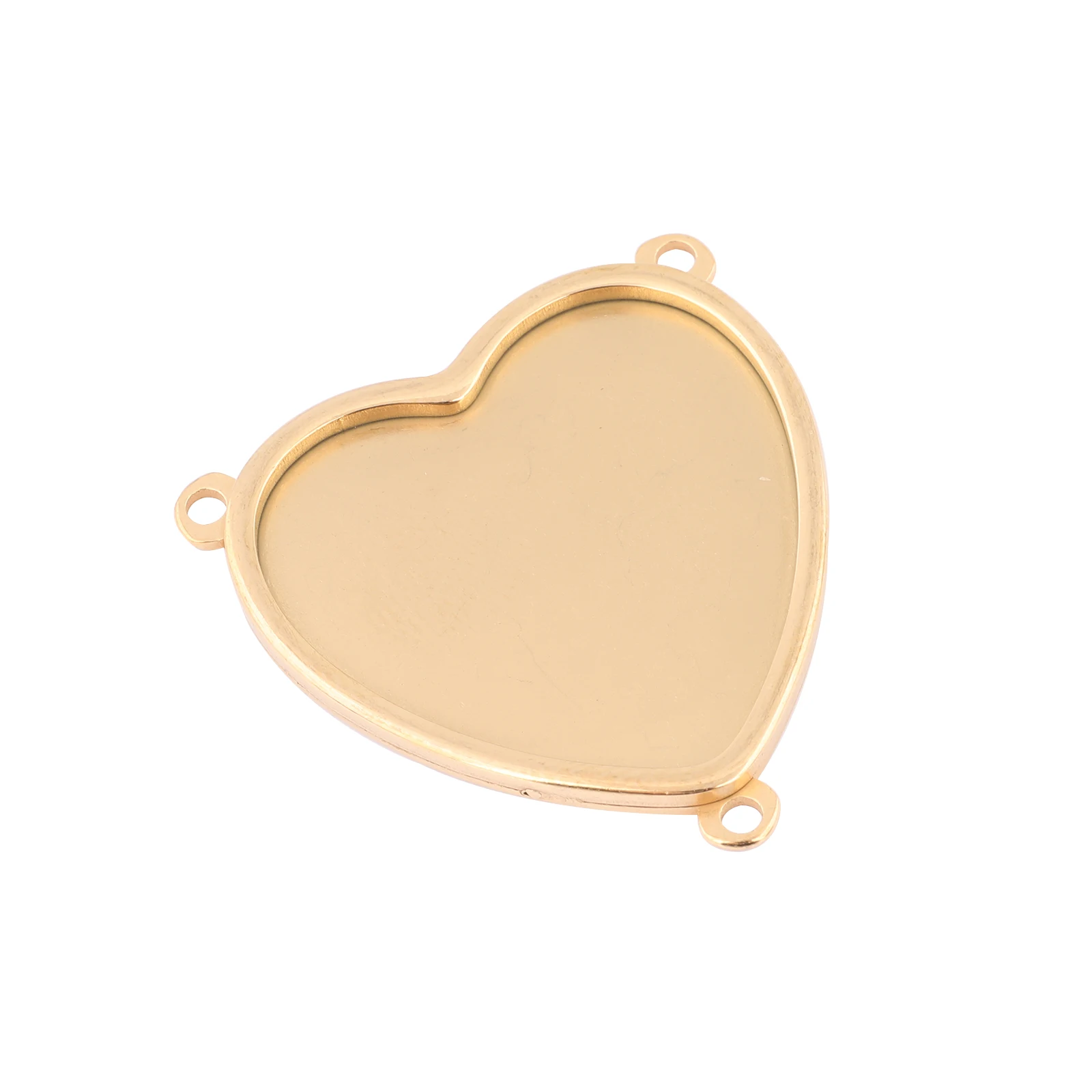 

5pcs Stainless Steel 25mm Heart Cabochon Connector Base Setting Trays Gold Plated With Loops Diy Bezel Pendant Necklace Blanks