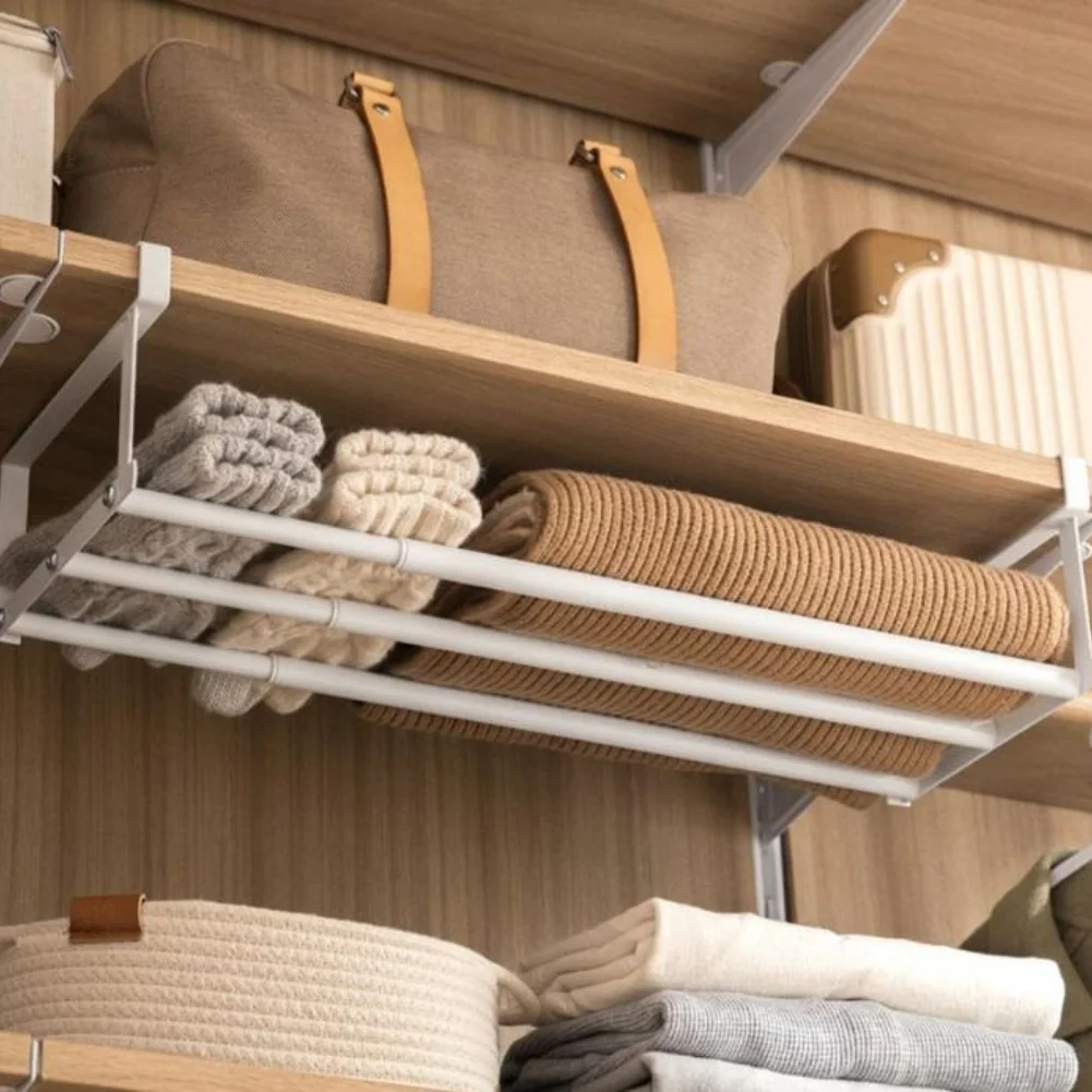 خزانة أحذية منزلية ذات طبقات موفرة للمساحة، رف تعليق قابل للسحب سهل التركيب لحلول تخزين غرفة النوم في مدخل الخزانة #3