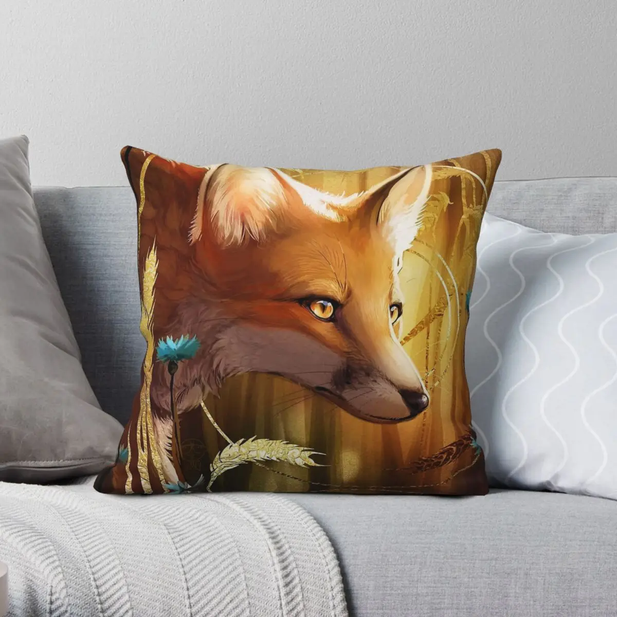 Wise And Cunning Fox Square Pillowcase Polyester Linen Velvet Printed Zip Decor Pillow Case Sofa Seater Cushion Cover