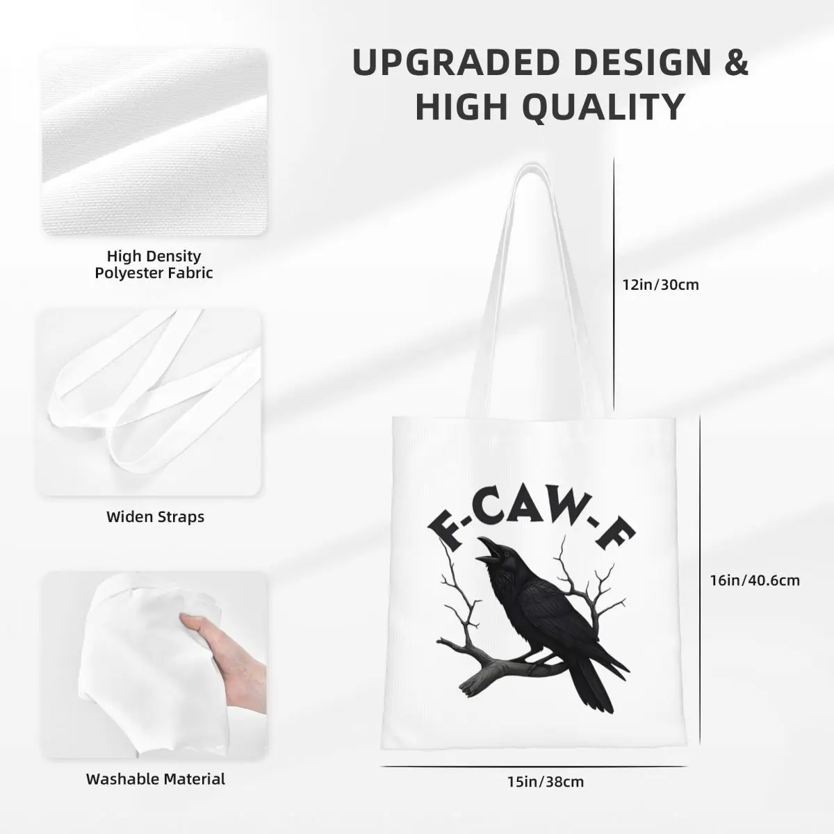 حقيبة يد من القماش F-Caw-F Humor Meme حقائب كتف قابلة لإعادة الاستخدام للجنسين