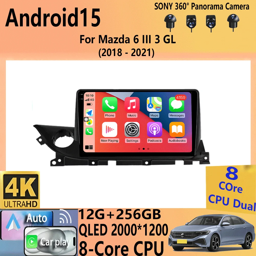 

Android 15 Car RadioFor Mazda 6 III 3 GL 2018 - 2021 Multimedia Video Player Stereo Autoradio Carplay GPS Navigation 5G WIFI DSP