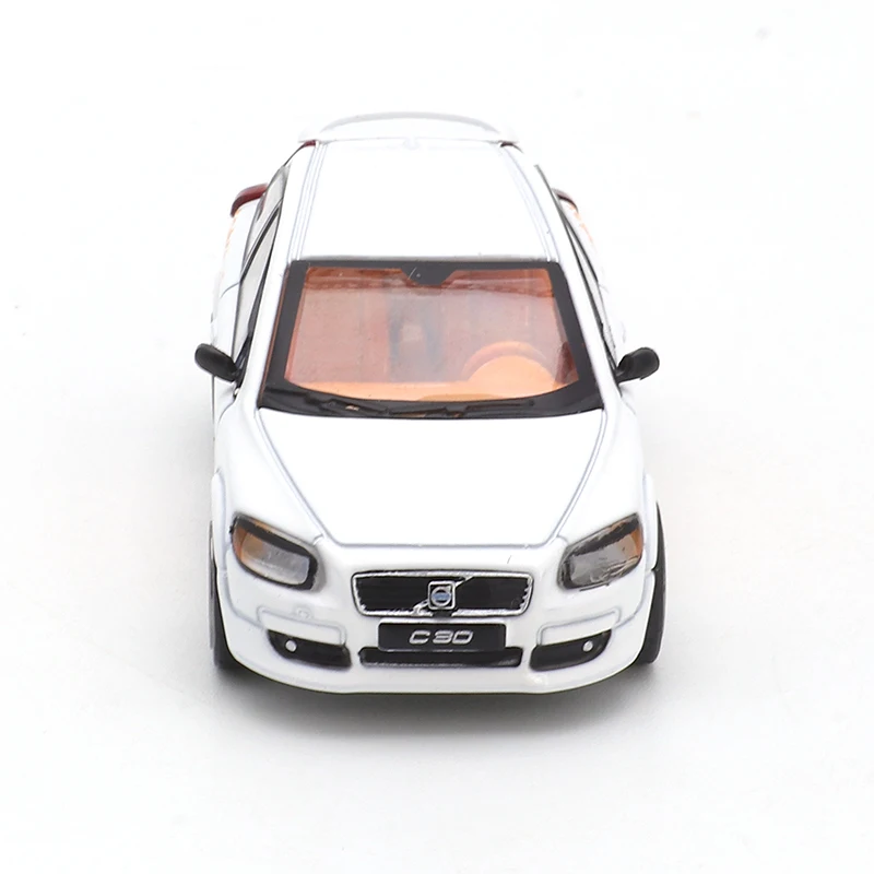 DCT 1:64 Volvo C30- White (Orange Flower) Alloy Car Model Simulation, Small-scale Car Model,  Decoration, Car Mounted