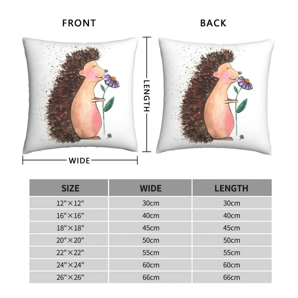 Happy Hedgehog Watercolour Pillowcase Polyester Linen Velvet Printed Zip Decor Throw Pillow Case Home Cushion Cover