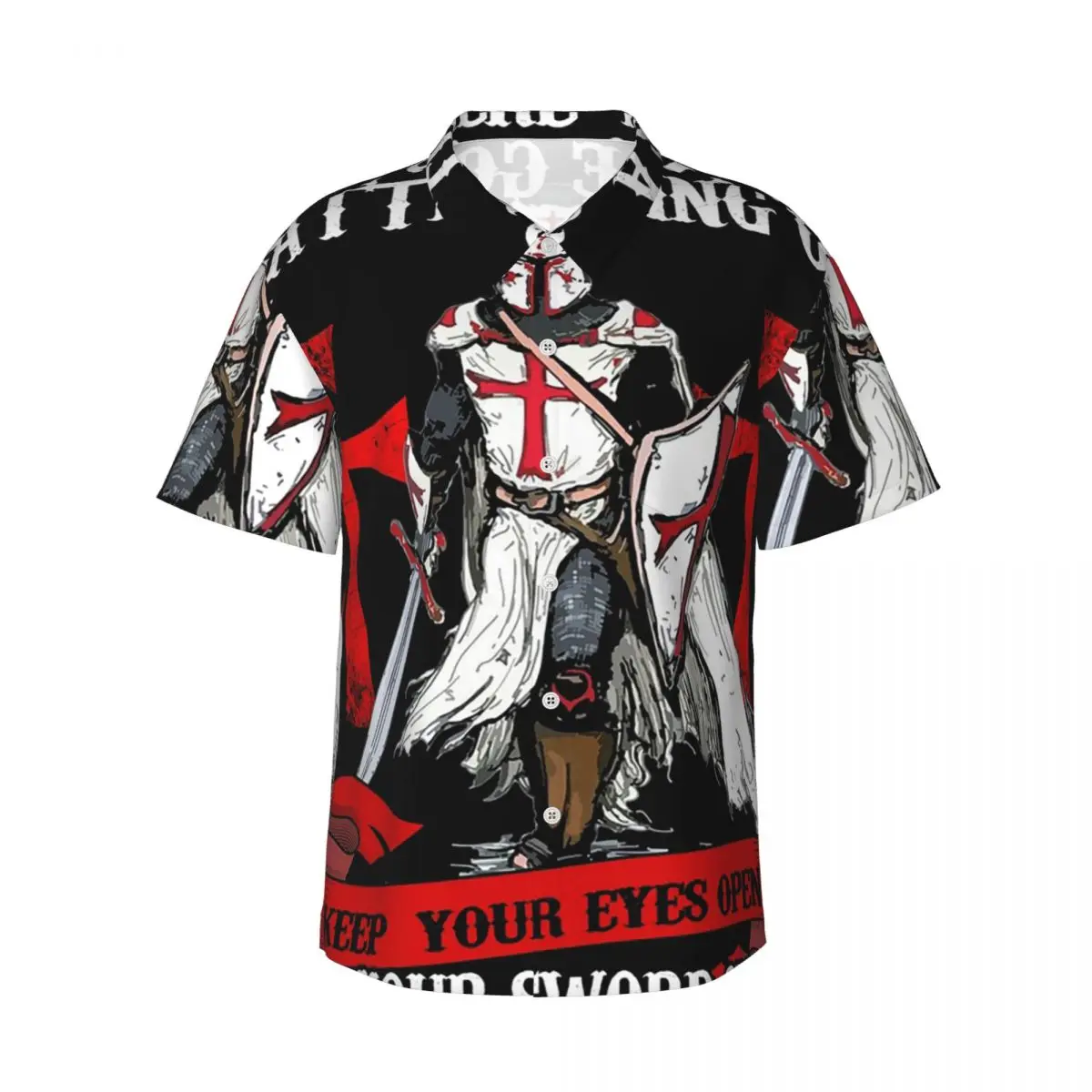 

Knights Templar Cross Shield Symbol Medieval Sword Emblem Secret Order Men's Shirts Hawaiian Short Sleeve Shirt Funny Lapel Tops