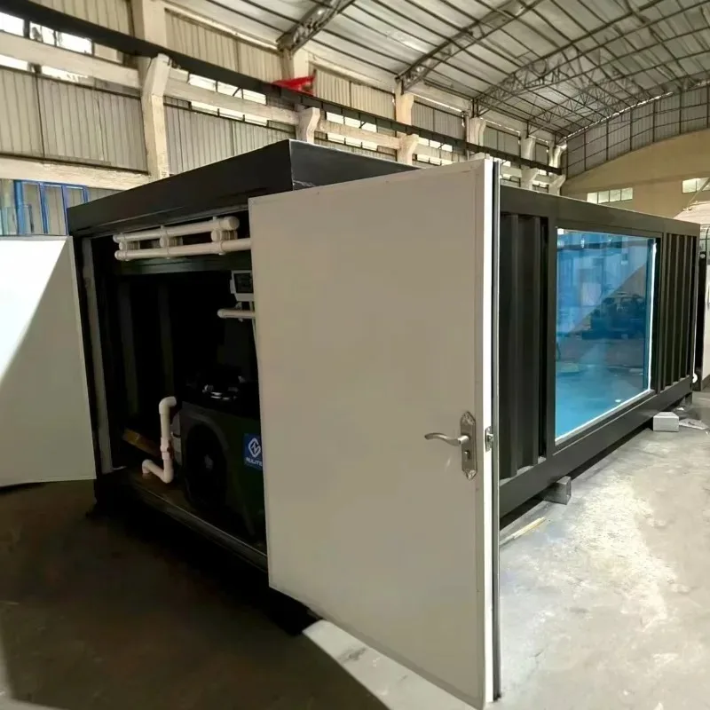 Customizable Luxury Integrated Container Swimming Pool Prefabricated Modular Steel Mobile Pool with Stairs and Glass Window