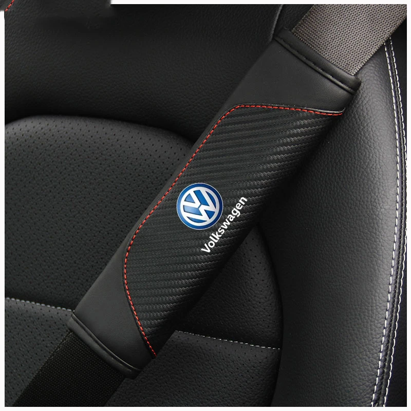 2Pcs Breathable Car Seat Belt Cotton Safety Belt Shoulder Protection Cover For Volkswagen VW GOLF CC Polo Tiguan CADDY PASSAT