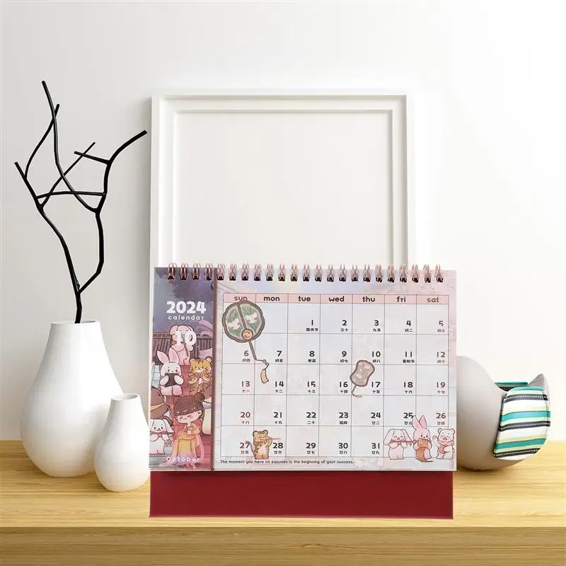 Desk Calendar 2024 Plan Schedule Planning Decor Calendars Students Month Table Decor Portable Delicate Office Daily Use Decore