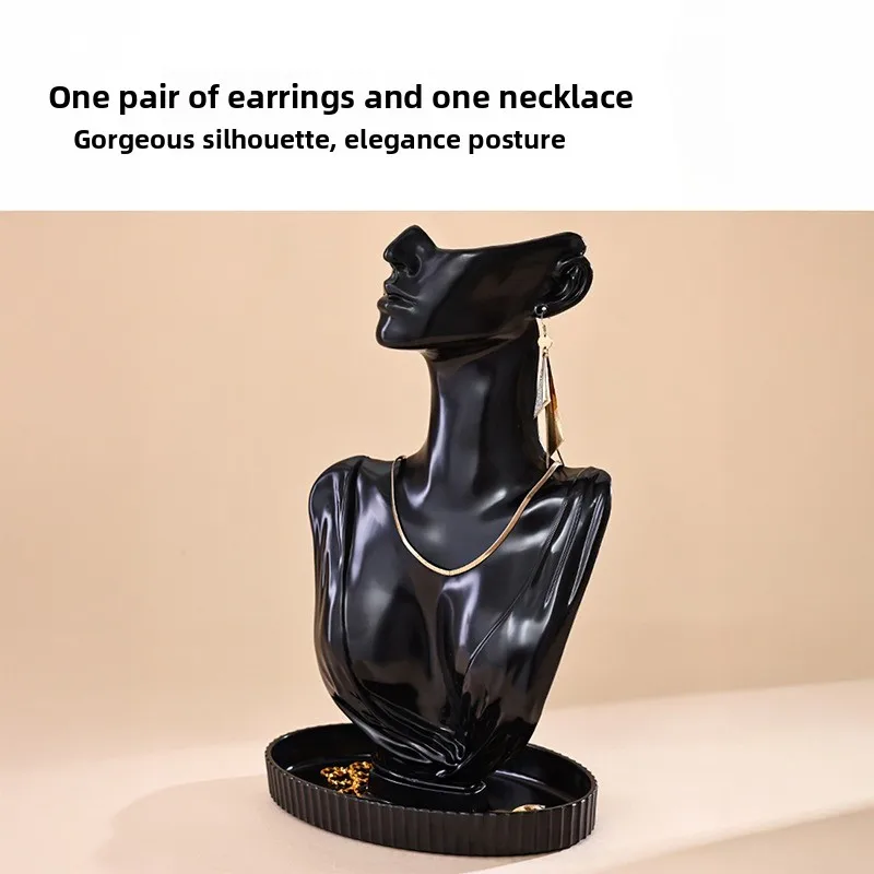 صورة الرقبة قلادة مجوهرات أقراط عارضة أزياء بلاستيكية عرض الرف مثالية لعرض نموذج قلادة قلادة الرقبة #4