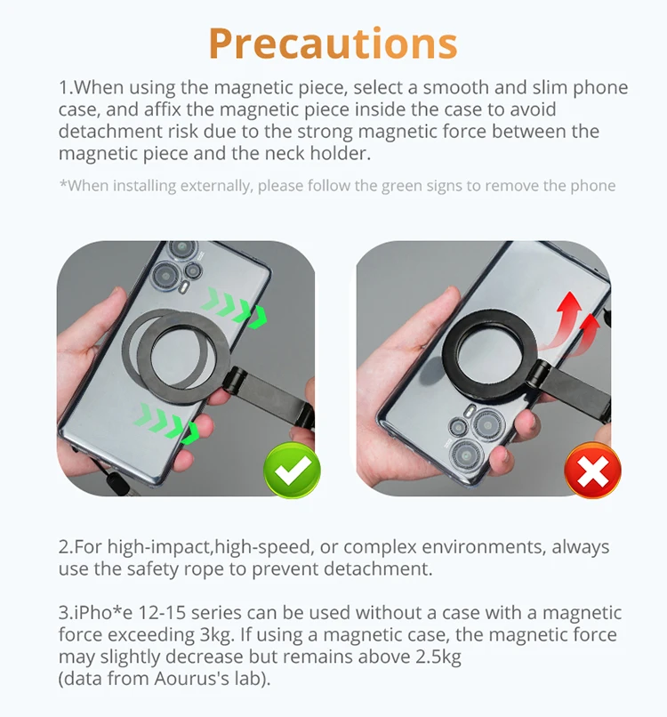 AMORUS Magnetci Silicone Neck Mount Quick Release Hold For IPhone15 14 13 12 Android SAMSUNG HUAWEI XIAOMI Selfie Video Mount