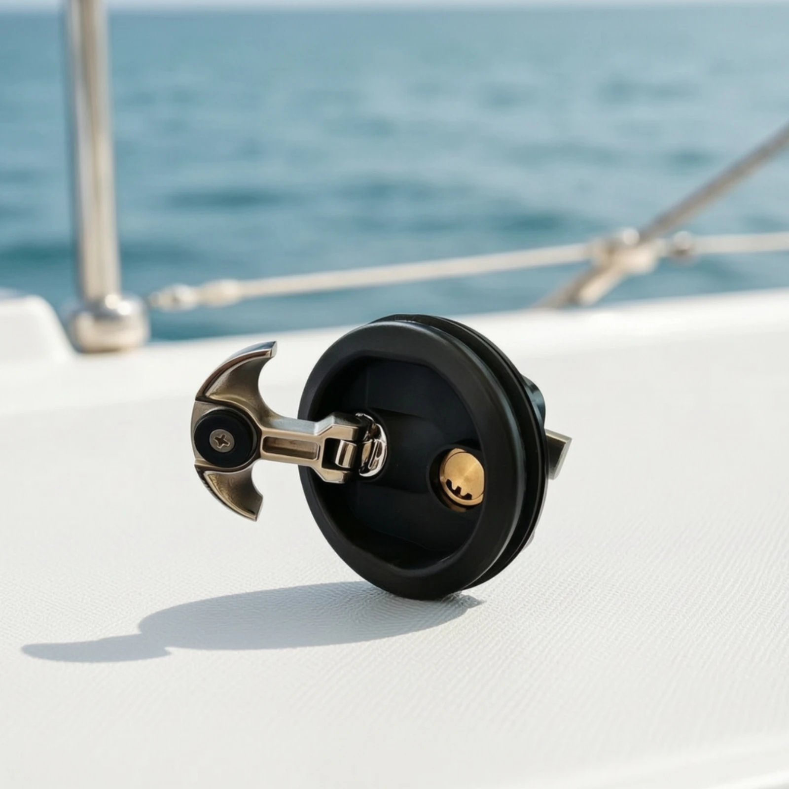 Marine Floor Lock Corrosion-Resistant Floor Lock with Key Latch Stainless Steel Easy to Install for Boat Owners, Decks, Hatches