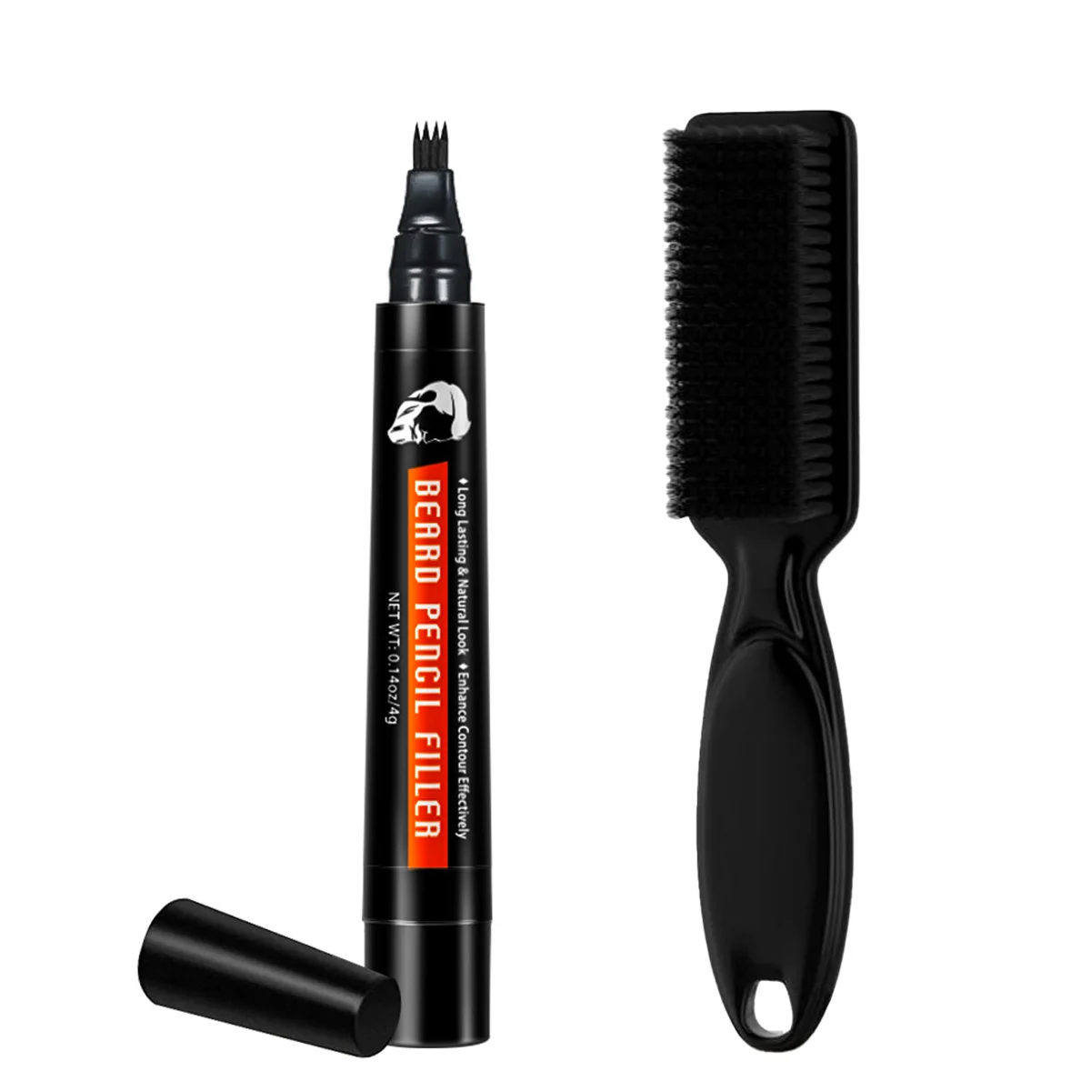 Men Beard Filler Pen Black Single-Ended Moustache Makeup Products Long-Lasting Fast-Dry Waterproof Easy Convenient Use Beard Pen