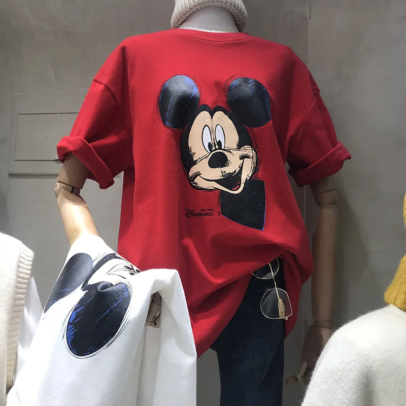 

disney mickey Cute cartoon print trendy new cool short-sleeved T-shirt for women summer street style casual fashion couple tops