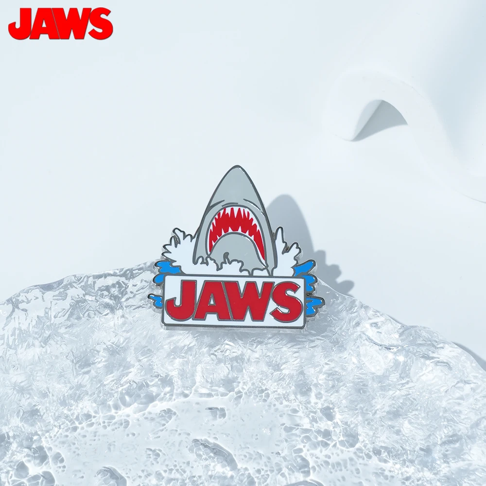 1PC JAWS Officially Licensed Zinc Alloy Enamel Pin Shark Design Novelty Jewelry Jacket Lapel Pin Anime Backpack Collectible view 2