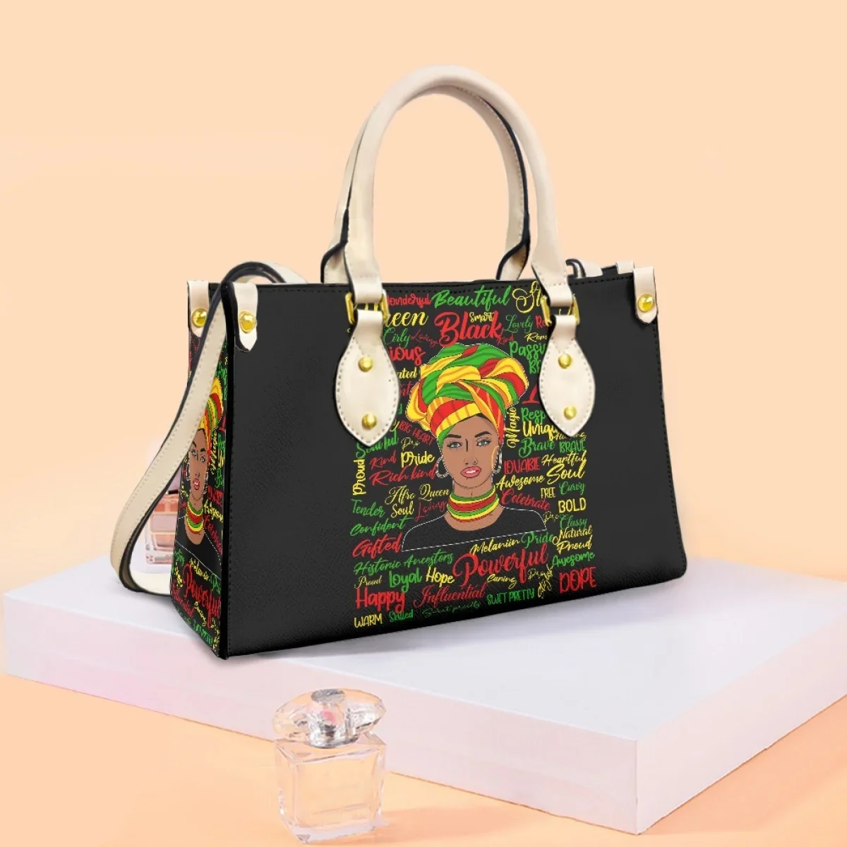 Creative African Woman Culture Designer Casual PU Leather Shopping Bag Trend Top Handle Messenger Bag Handbags Female Girls Gift