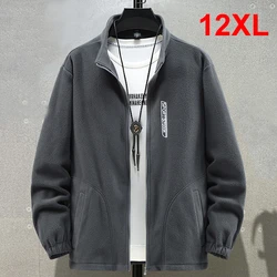 Polar Fleece Jackets Men Winter Spring Thick Jackets Plus Size 12XL Fashion Casual Solid Color Big Size 12XL Coat Male