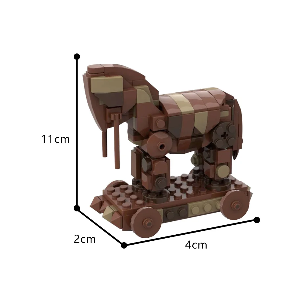 Klocki Gobricks MOC Muzeum Trojan Horse Model Grecki Dourios Hippos Troja Drewniany Koń Klocki Konstrukcyjne Zabawki Prezent