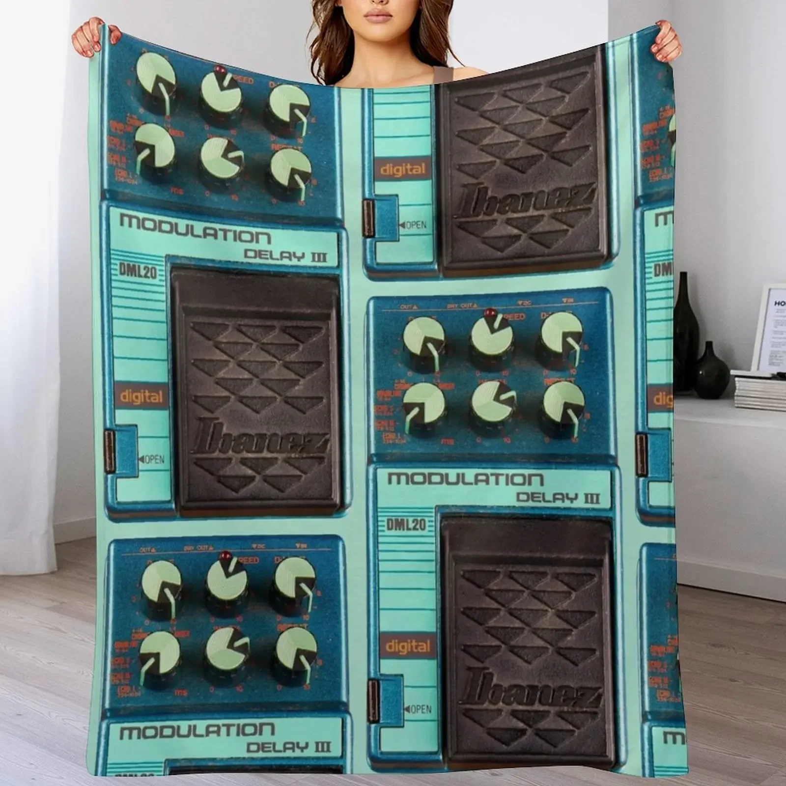 

New Guitar Pedal Ibanez DML 20 Modulation Delay III Aqua Throw Blanket Hairys Decorative Sofa christmas gifts Large Blankets