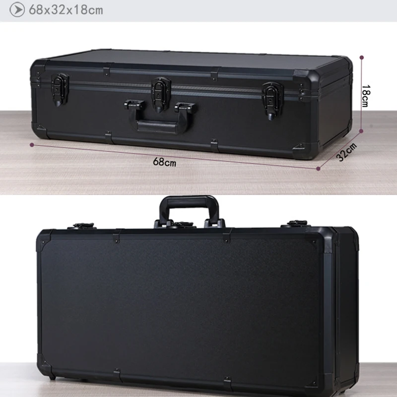 Anti-queda Matte Aluminum Protective Case para Equipamento de Fotografia Tamanho Grande Preto Sq043a