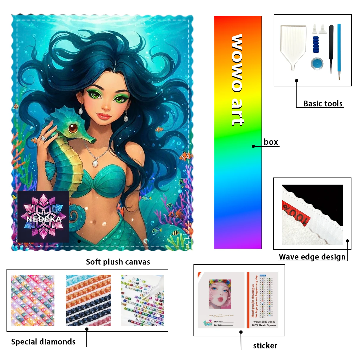 

【NEDEKA_ Diamond Art】Seahorse and Mermaids AB Rhinestone FD Rhinestone Perfect Resin Diamond