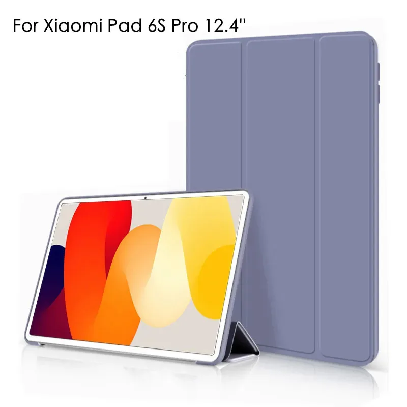 เคส12.4สำหรับ Xiaomi Pad 6S Pro 2024หนัง PU แบบซิลิโคนนิ่มฝาหลังเคส12.4แท็บเล็ต