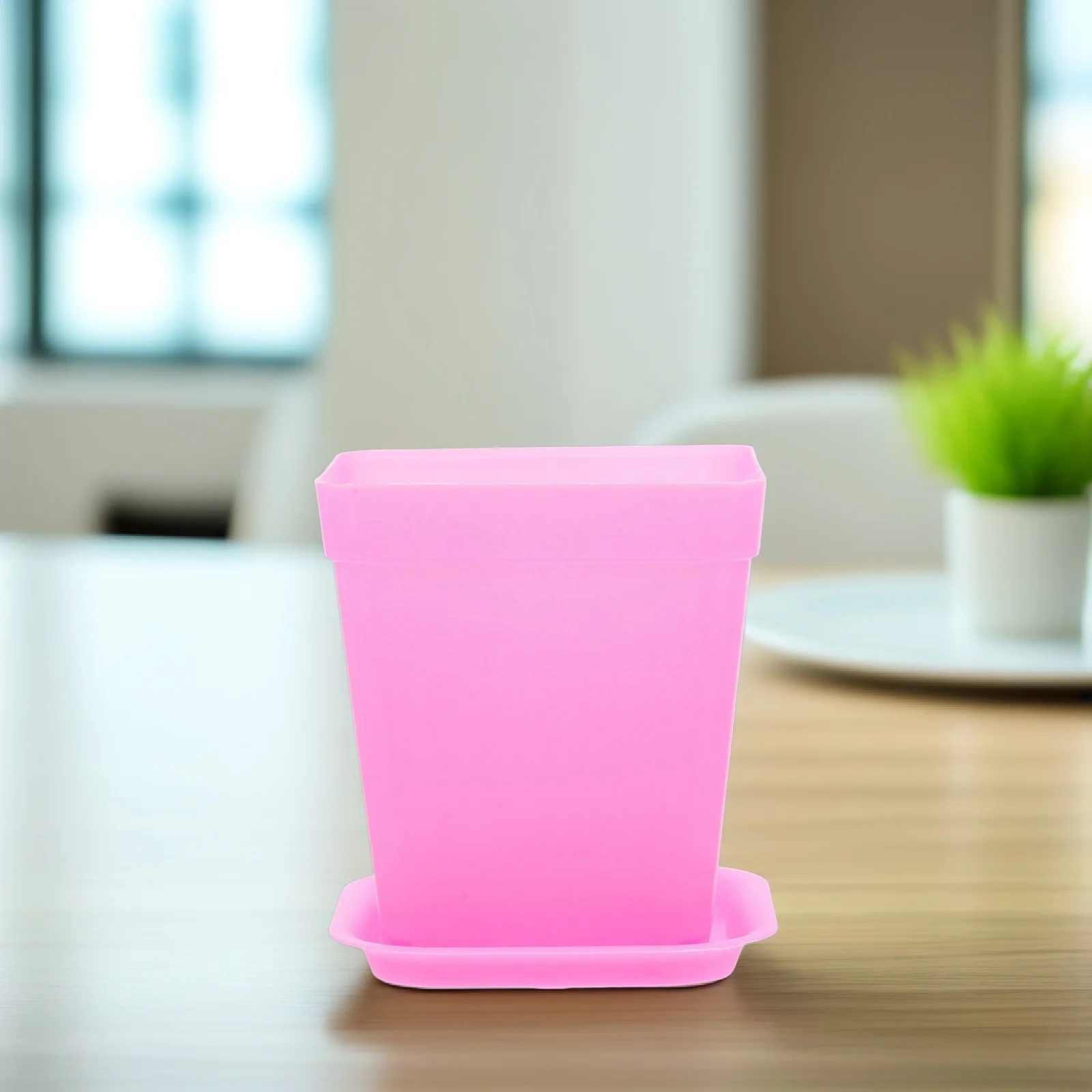 

6 Pcs Square Plastic Flower Pot Succulent Planters Saucers for Indoor Plants Balcony Planting