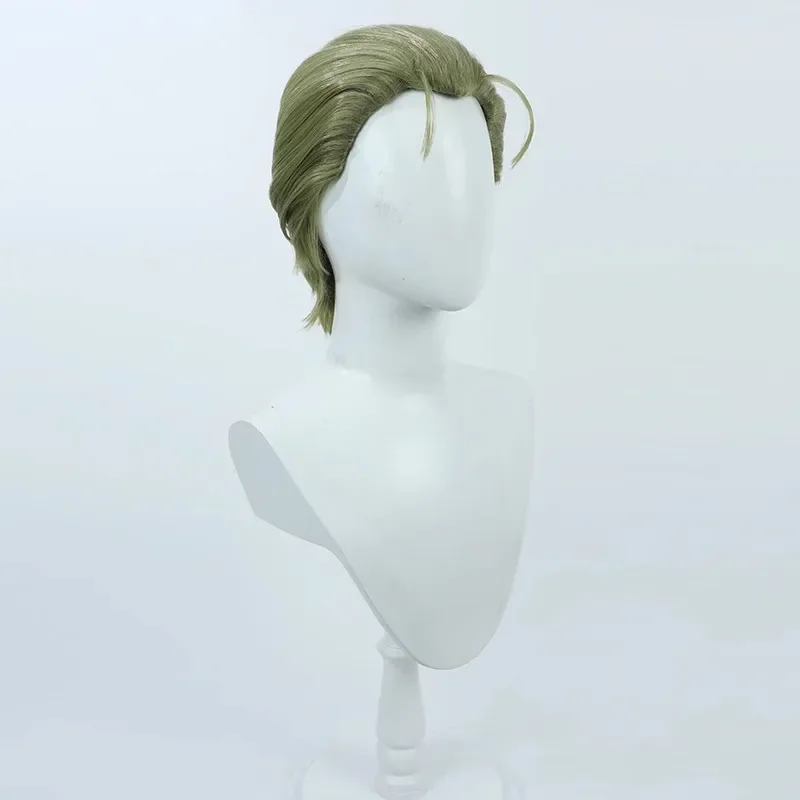 L-email wig Synthetic Hair Sousou no Frieren Heiter Cosplay Wigs Green Short Slicked-back Hair Heat Resistant Wigs