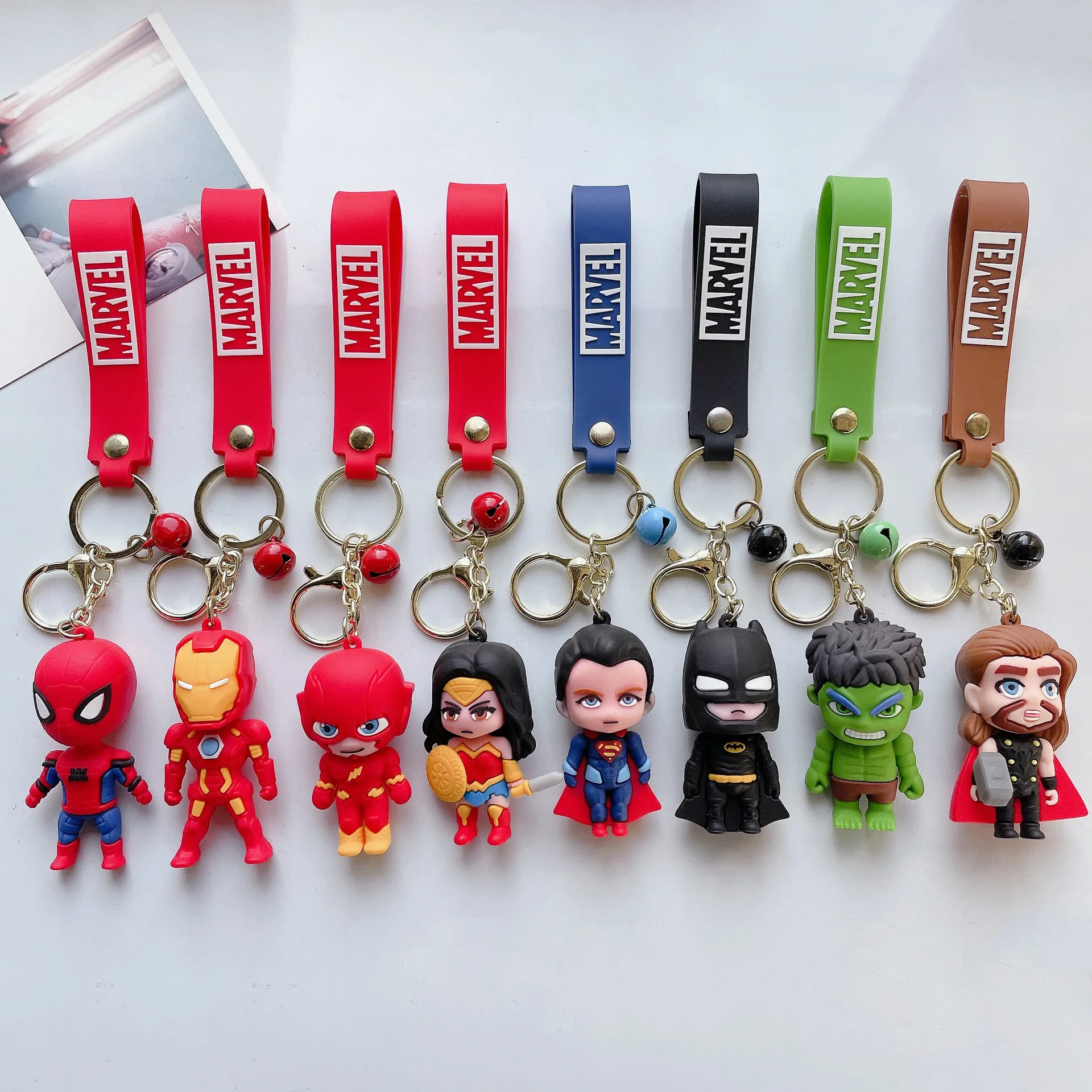 Marvel Cartoon Spiderman Iron Man Keychains Cute Thor Hulk Keyrings Keys Holder Accessories Gifts for Fans