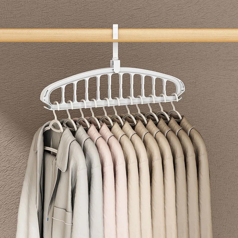 

Foldable Folding Clothes Hanger Closet Organizer Multi-port Clothing Drying Rack Rotating Plastic Scarf 11-hole Storage Hangers