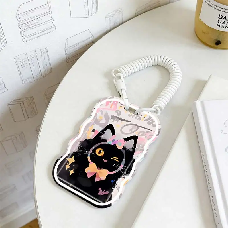 Card Protective Case for Kpop Photocard Holder Stretchable Spring Cord Photo Protector Student Bus/Meal Card Protection Case