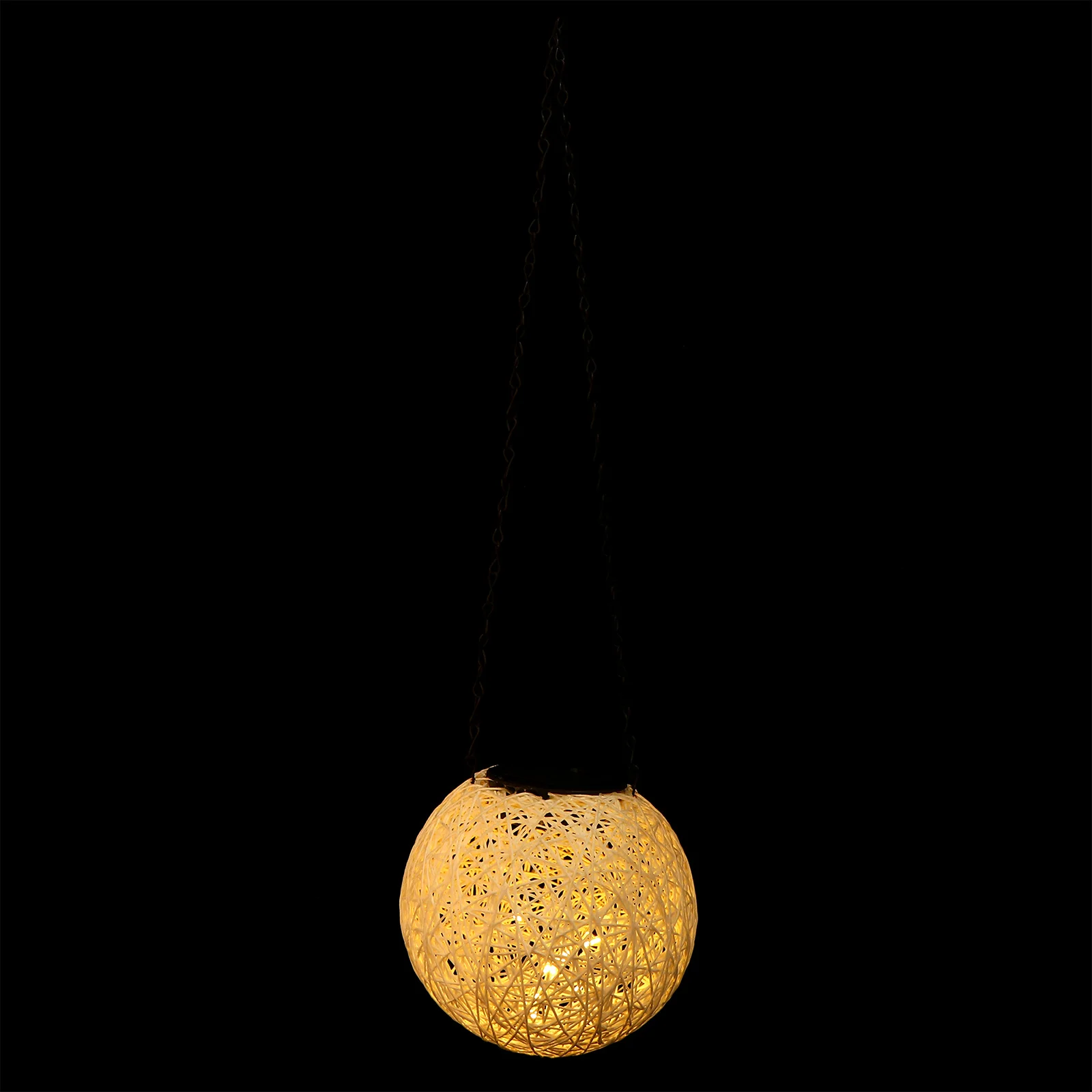 1Pcs Rattan Ball Light Solar Powered Waterproof Outdoor Hanging Lamp for Garden Patio Yard Wall Door Decorative Warm Yellow Glow