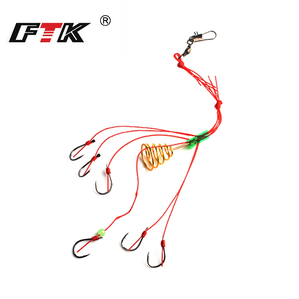 

FTK 4Pcs/Lot Explosion Fishing Hook 9# Fishhooks Fishing Lure Bait Trap Feeder Cage Fishing Hook with Stainless Steel Springs