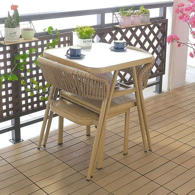 

Balcony table andi leisure rattan tea table and chair combination outdoor coffee table chair three-piece set one tabl