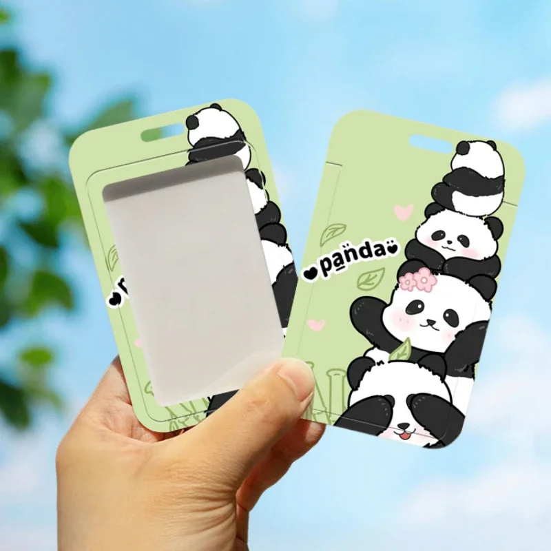 Cartoon Four Cute Pandas Stacked Together Suitable for Bus Card Protection Cover, Meal Card Cover, Student ID Cover, Door Card