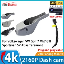 ZhuCamX Car Video Recorder Night Vision UHD 4K 2160P DVR Dash Cam for Volkswagen VW Golf 7 Mk7 GTI Sportsvan SV Atlas Teramont